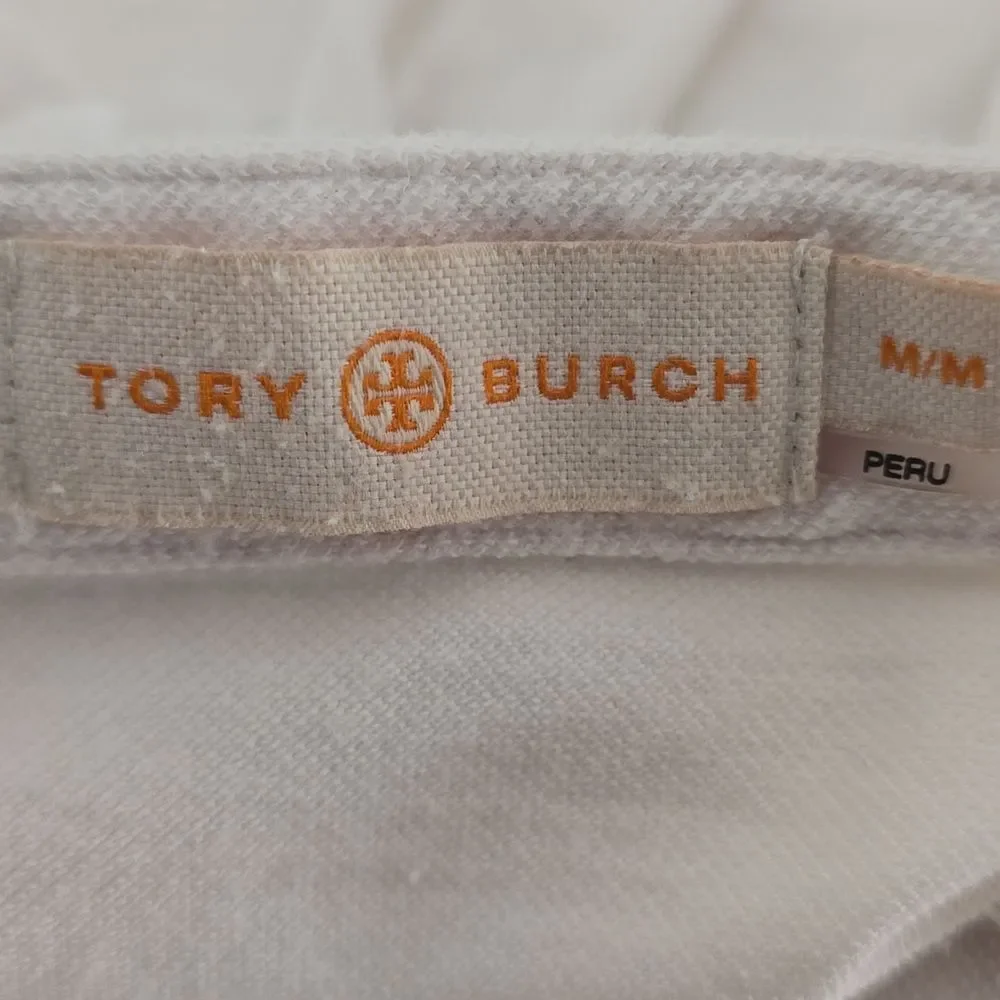 Tory Burch White Sleeveless Lidia Ruffle Polo Blouse – Size M